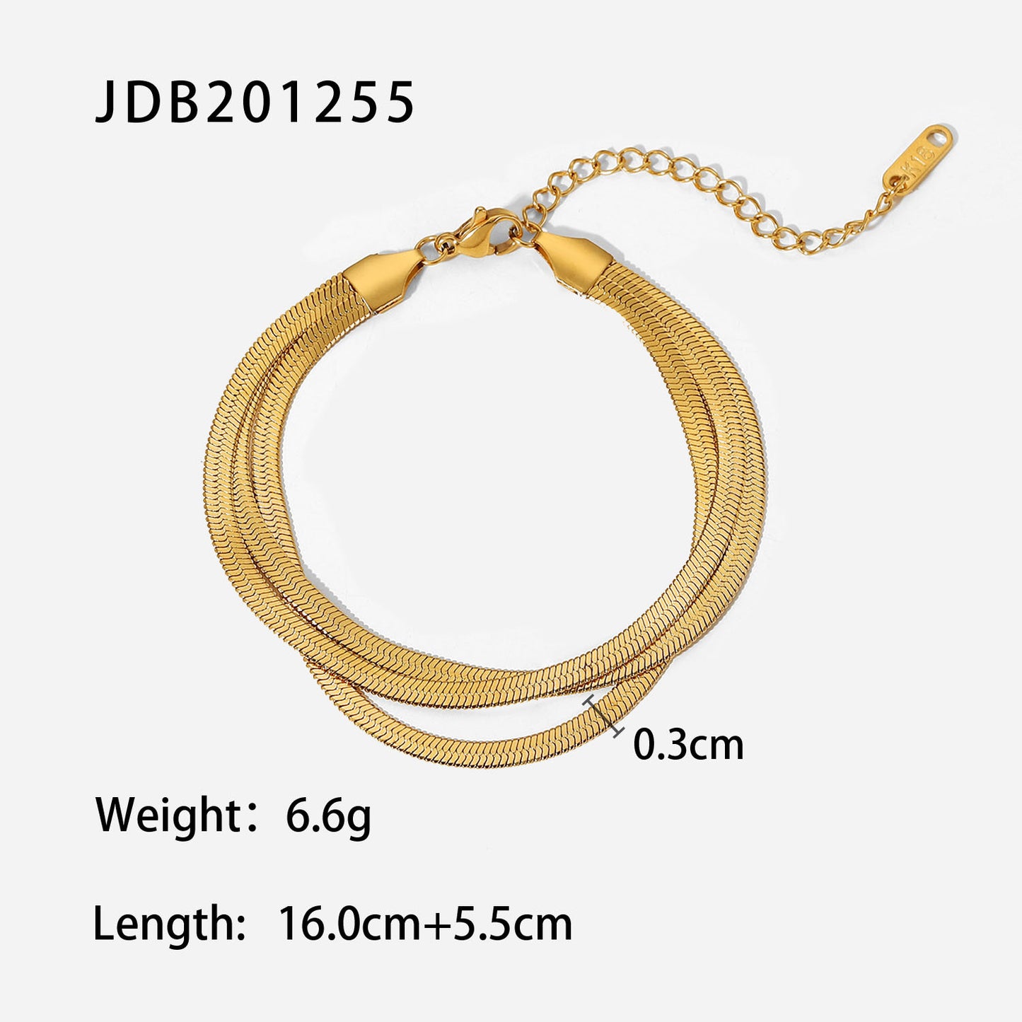 Minimalist Geometric Stainless Steel Snake Chain Bracelet for Women with 18K Gold Plating Stackable Wrist Jewelry