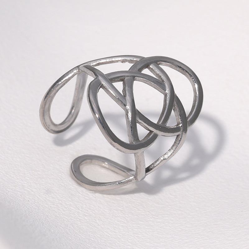Anello aperto da donna minimalista geometrico irregolare in acciaio inossidabile placcato oro 18 carati
