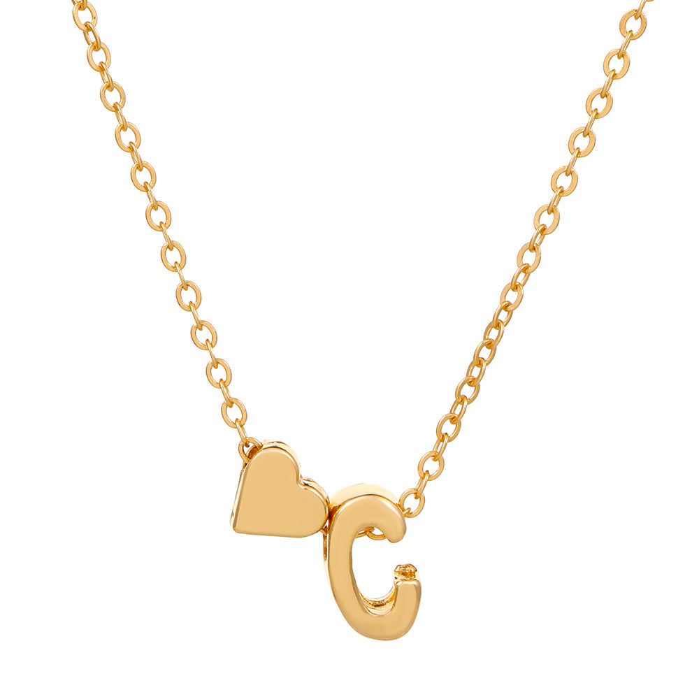 Sweet Heart Letter Alloy Plated Necklace Singapore Chain for Women