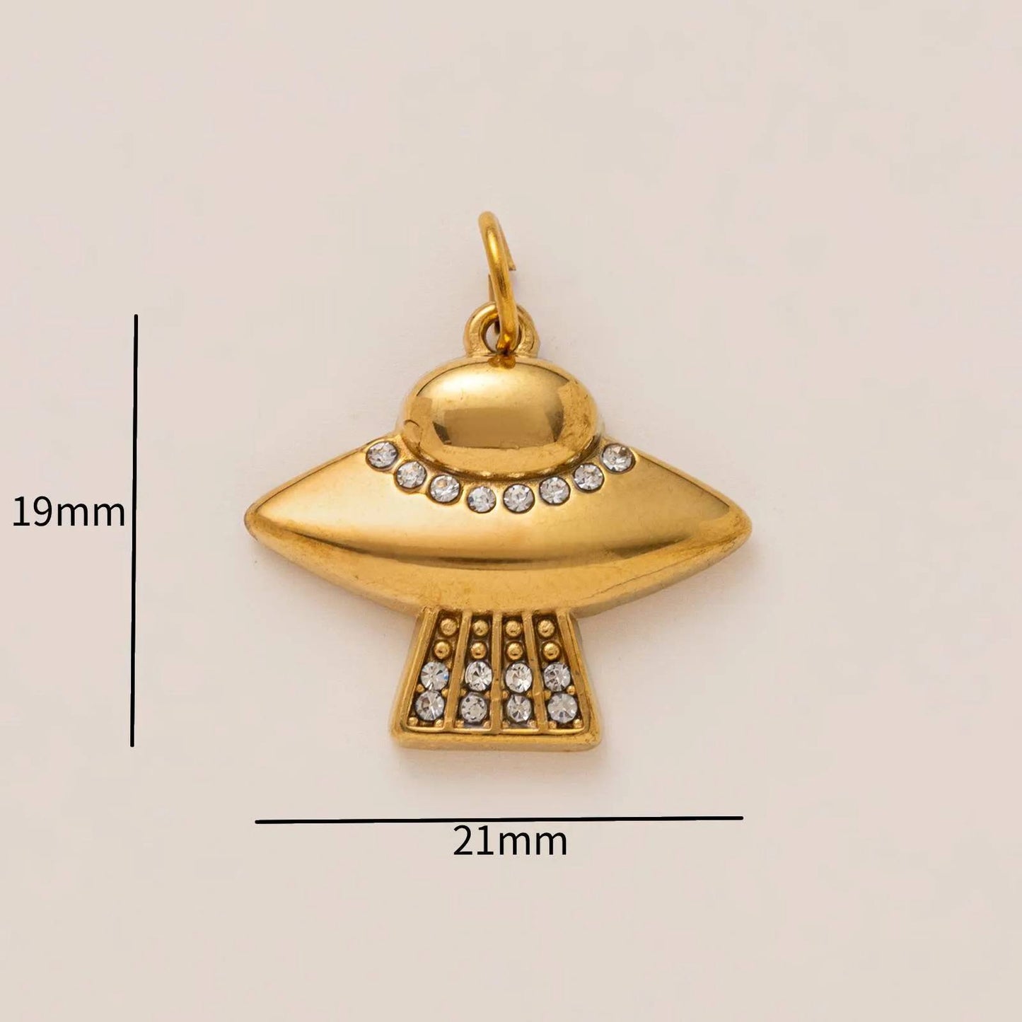 18K Gold Plated Stainless Steel Racket Pendant Charm Bar for Women