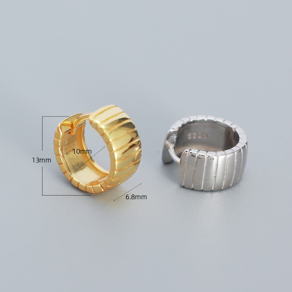 Orecchini a Cerchio Geometrici Minimalisti da Donna in Argento Sterling 925 con Finitura Galvanizzata
