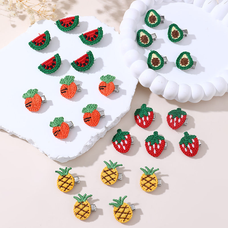 Pinzas de pelo con forma de lazo y tul con temática frutal de estilo natural para niños, pinzas de pelo de primavera