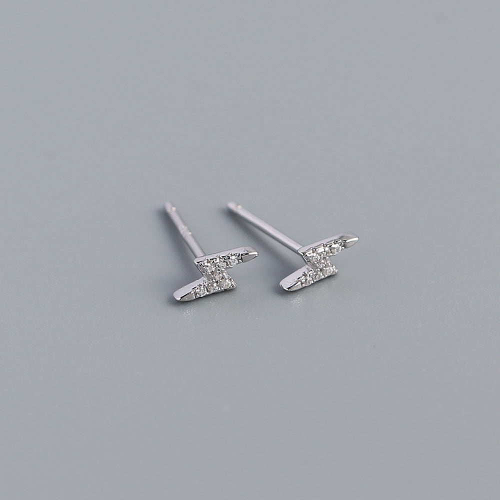 925 Sterling Silver Inlaid Diamond Stud Earrings