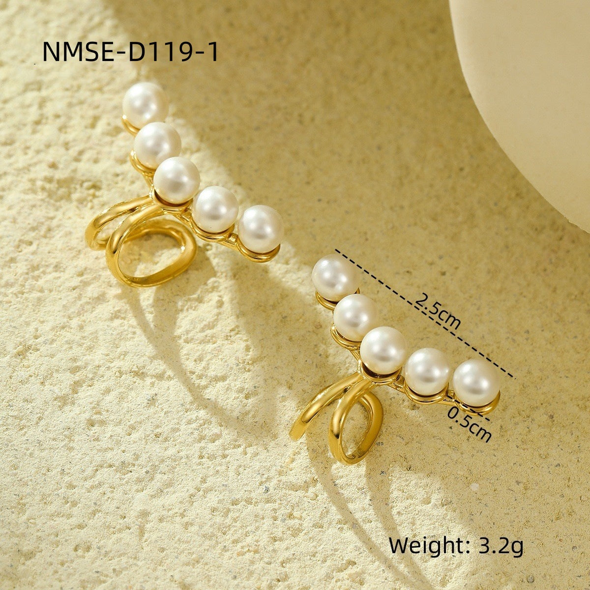 Minimalista Francese Vintage Perla Acciaio Inox Ear Cuff da Donna Senza Foro per Orecchio Elegante Gioiello Laterale