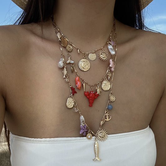 Bohemian Sweet Geometric Zinc Alloy Plated Necklace with Shell Pendant for Women
