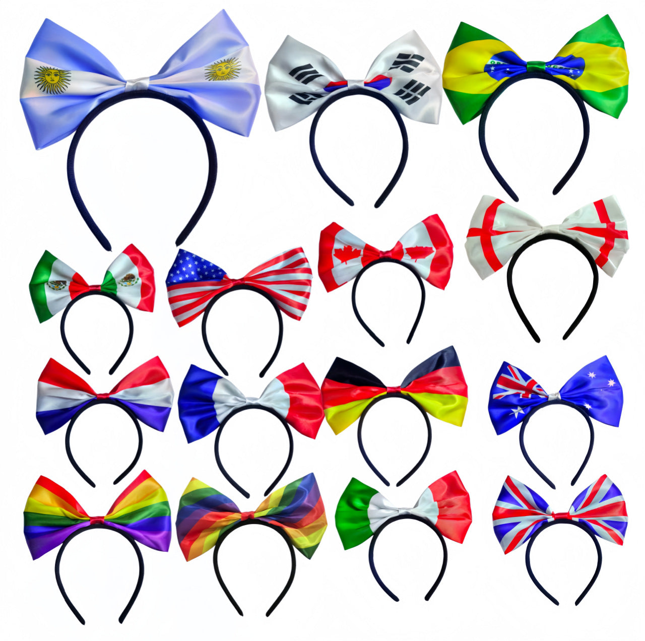 World Cup National Flag Bow Headband Resin Hair Accessory for Soccer Party
