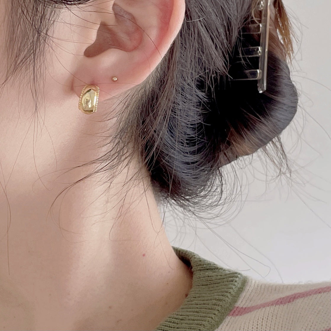 Minimalist Sweet 925 Sterling Silver Geometric Stud Earrings Gold Plated