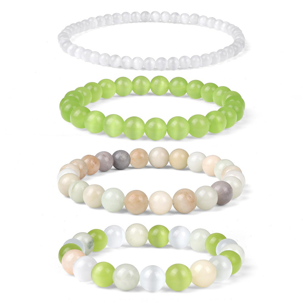 Geometric Natural Stone Beaded Bracelet Set Unisex Handmade Jewelry