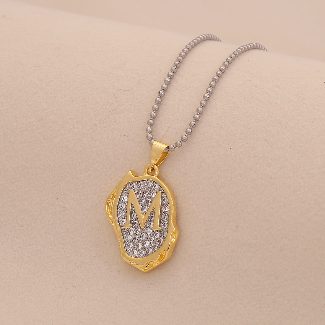 Retro Letter Pendant Necklace for Women in Brass with Minimalist Elegant Locket Style