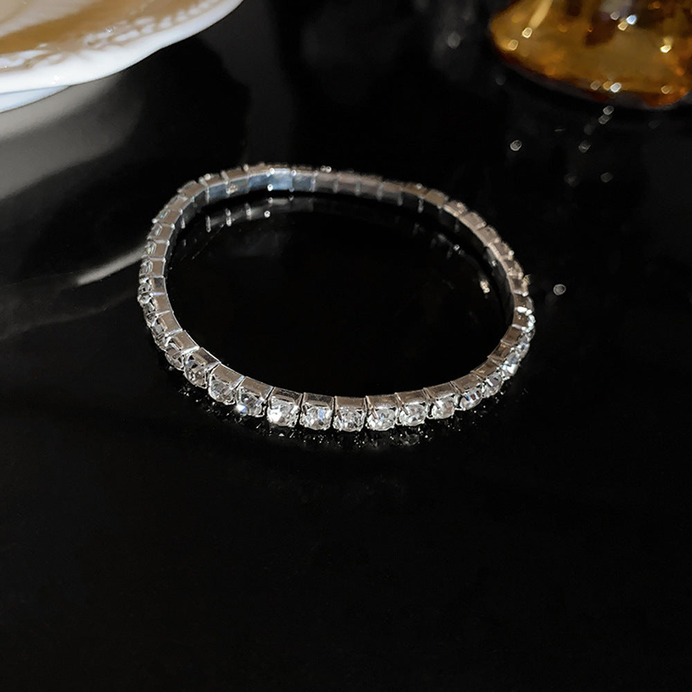 Elegant Geometric Brass Bracelet with Cubic Zirconia Inlay, Adjustable Plated Women's Jewelry