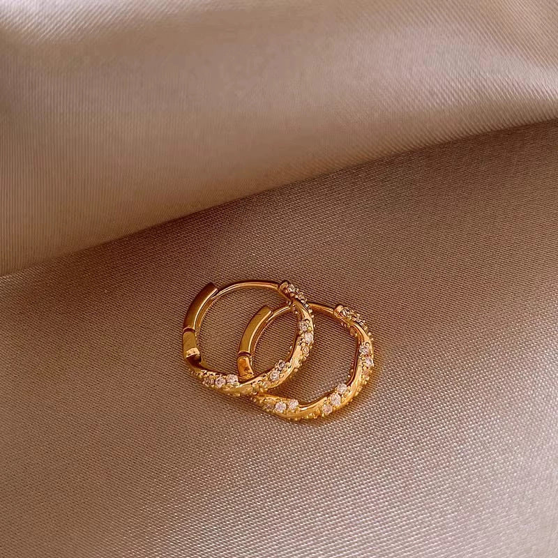 Orecchini a Cerchio Minimalisti Geometrici da Donna in Rame Placcato Oro, Orecchini Semplici a Perno Rotondi