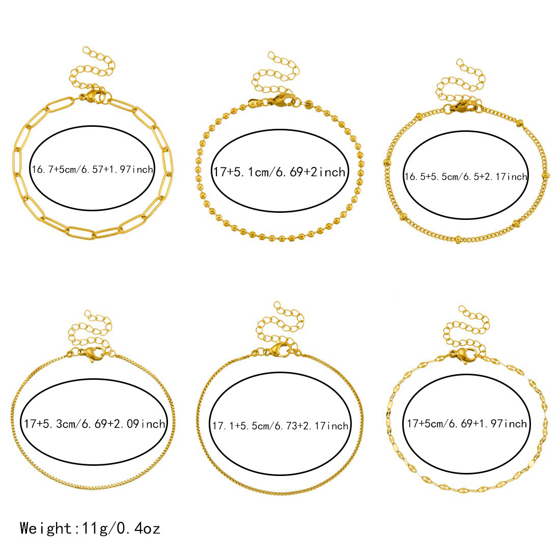 Minimalist 18K Gold Plated Stainless Steel Figaro Chain Bracelet for Women