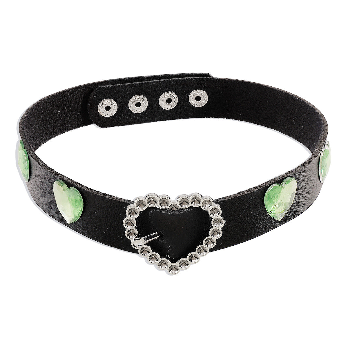 Collana girocollo in pelle geometrica minimalista spigolosa con fibbia in metallo da donna