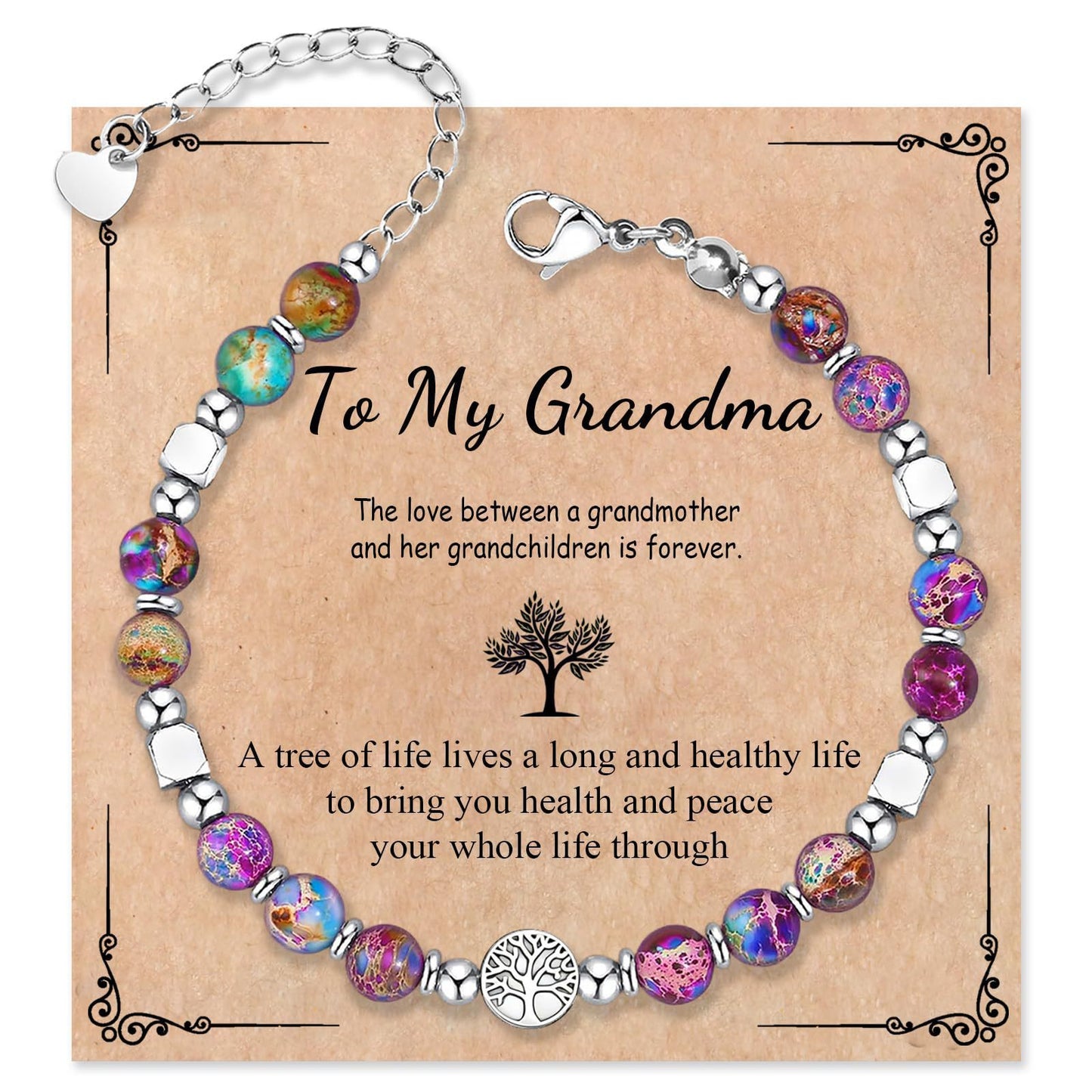 Natural Stone Geometric Round Beaded Charm Bar Unisex Gift