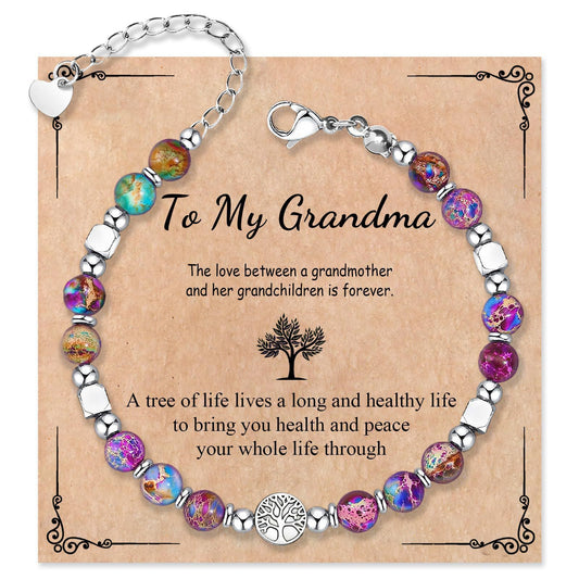 Natural Stone Geometric Round Beaded Charm Bar Unisex Gift