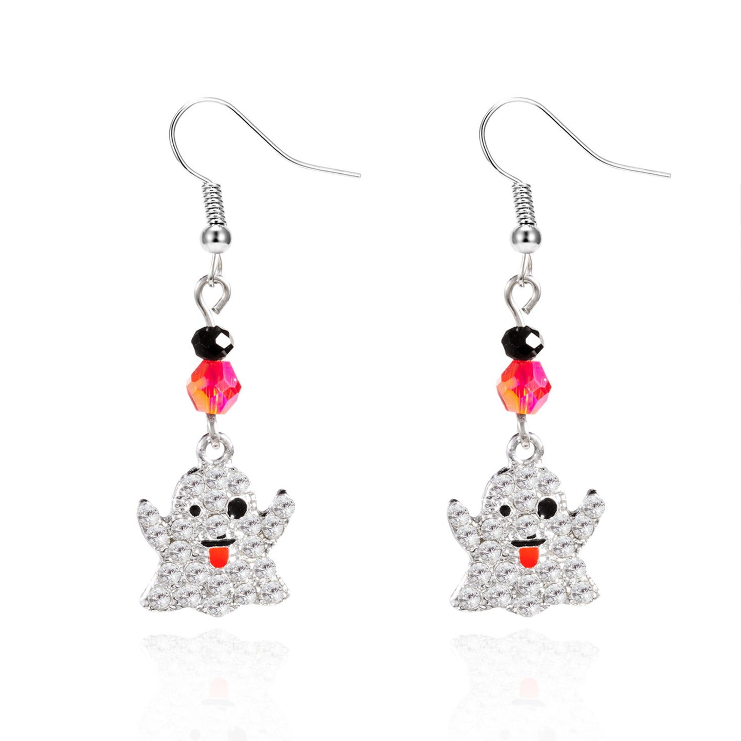 Orecchini acrilici a tema Halloween con zucca, pipistrello e teschio con intarsio in strass e base in lega placcata oro, unisex