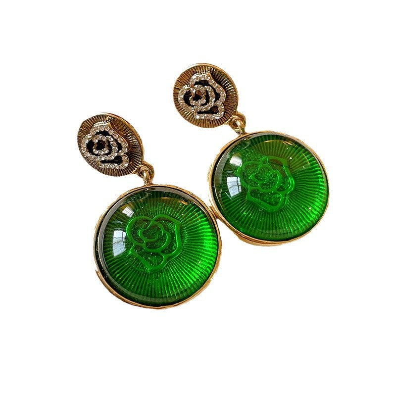 Vintage Geometric Stud Earrings in Brass with Plated Finish for Women French Court Style Artistic Retro Ear Jewelry