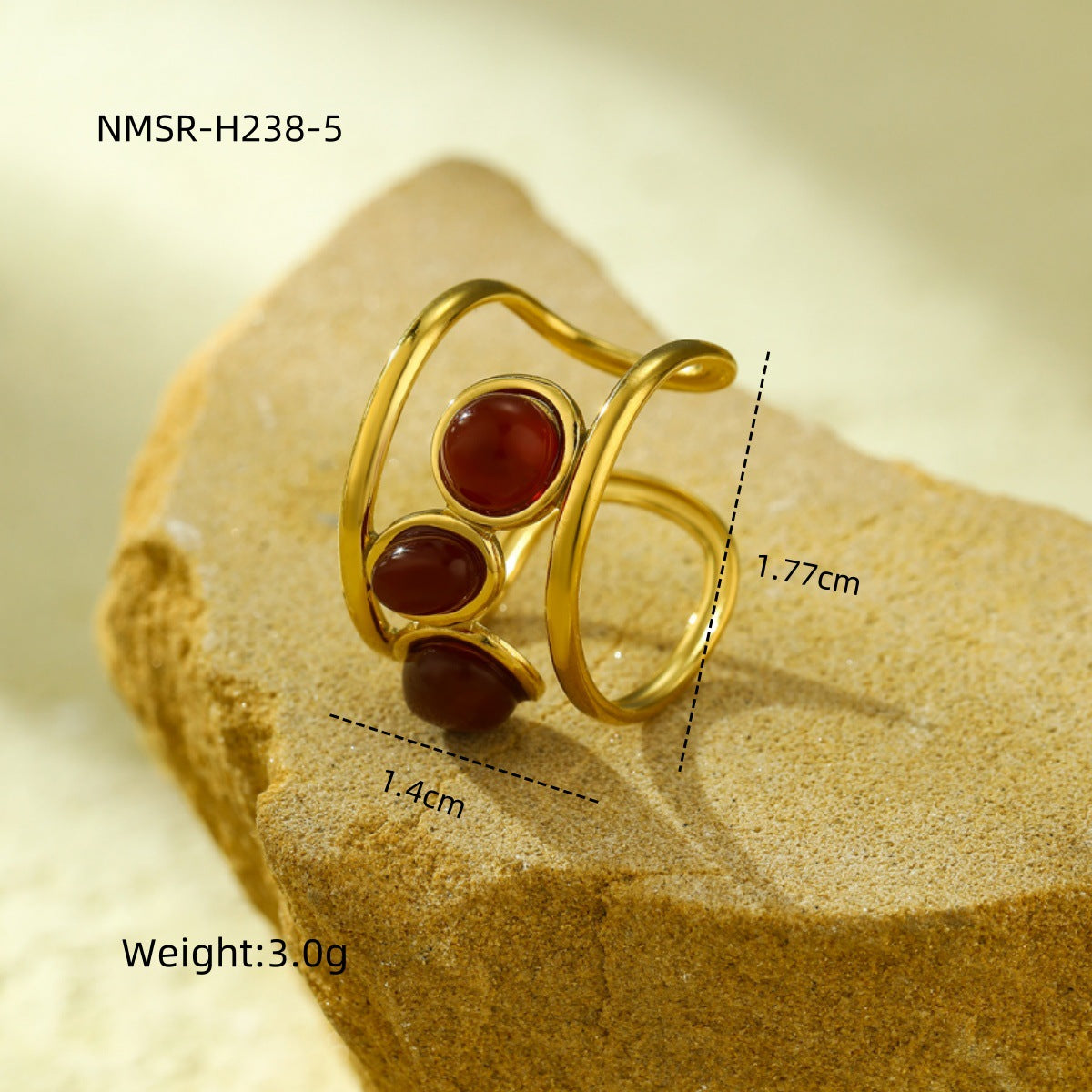 Anello Minimalista da Donna in Acciaio al Titanio con Intarsi Turchesi e Finitura Placcata
