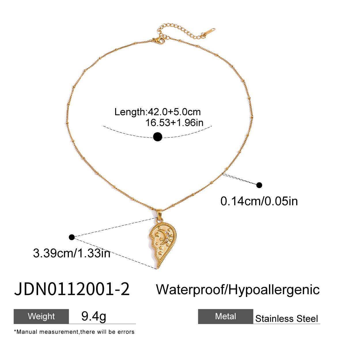 Elegante Collana a Cuore in Acciaio al Titanio con Finitura Placcata da Donna, Design con Ciondolo Geometrico, Catena Ipoallergenica in Acciaio Inossidabile, Accessorio Moda Lusso Minimalista