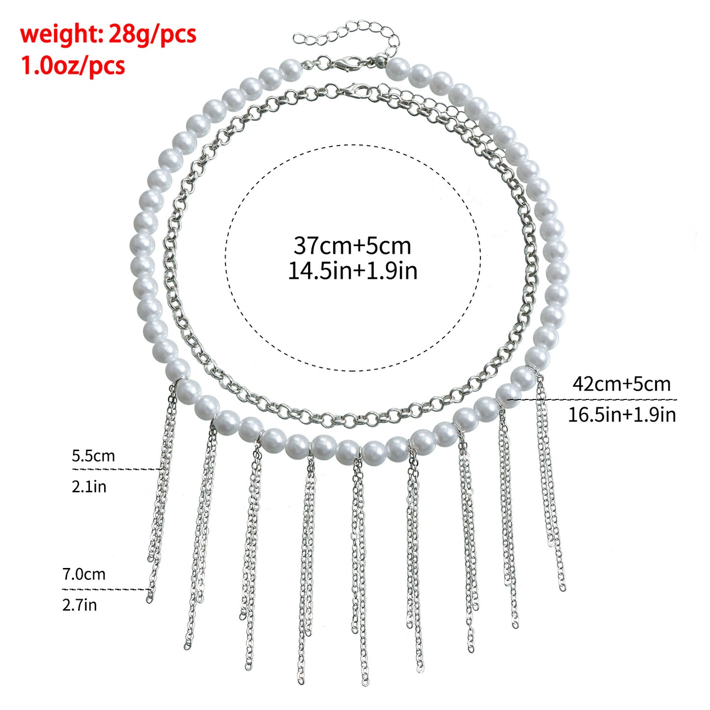 Minimalist Double-Layer Tassel Pendant Necklace for Women with Imitation Pearl and Alloy Accents, U-Shaped Geometric Design, Gold-Plated Clavicle Chain