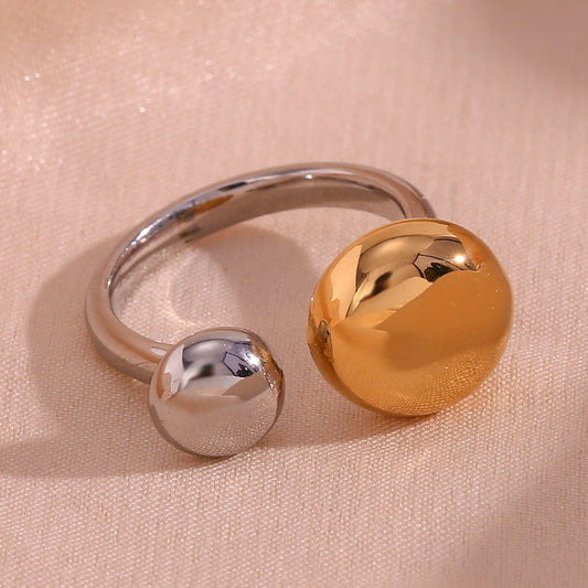 Minimalist Geometric Titanium Steel Ring with 18K Gold Plating for Women