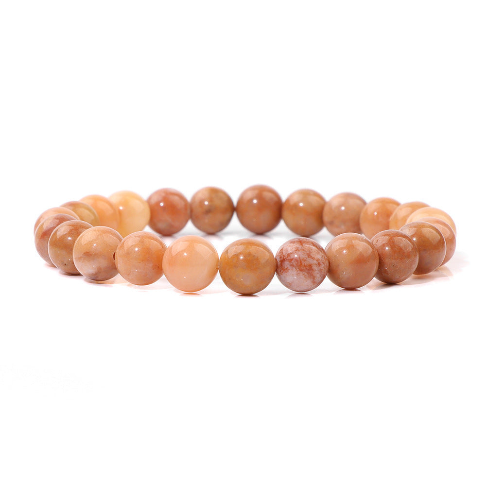 Natural Volcanic Stone and Agate Beaded Bracelet Geometric Round Unisex Fashion Jewelry