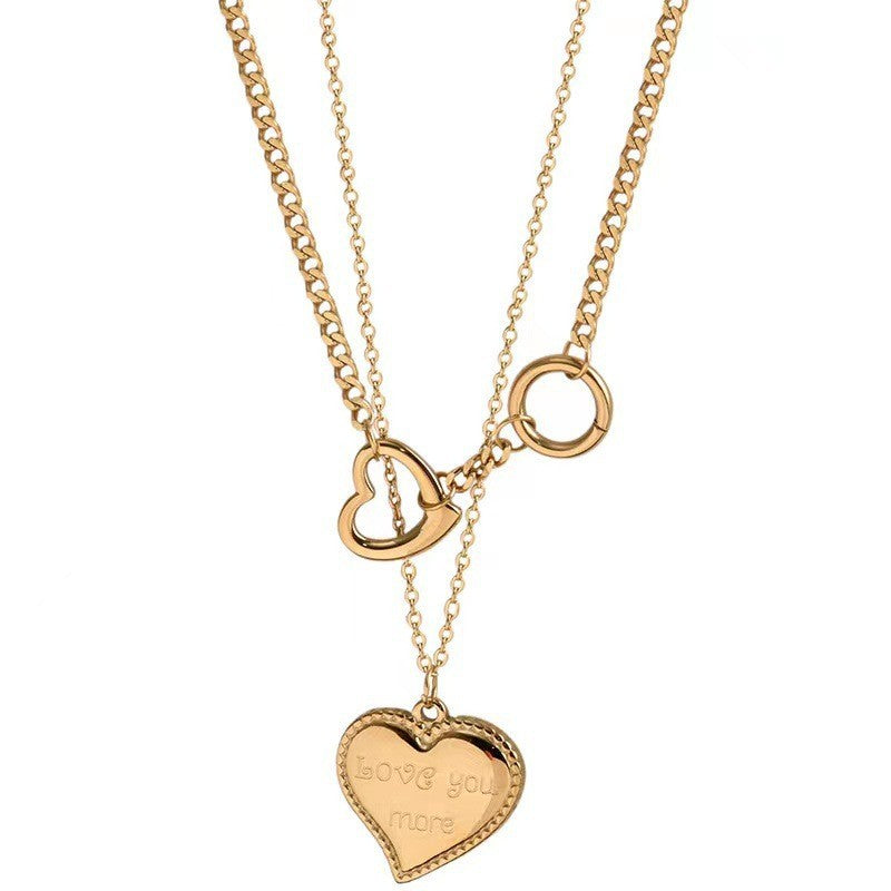 Collana da donna con ciondolo a cuore irregolare minimalista in acciaio al titanio placcato