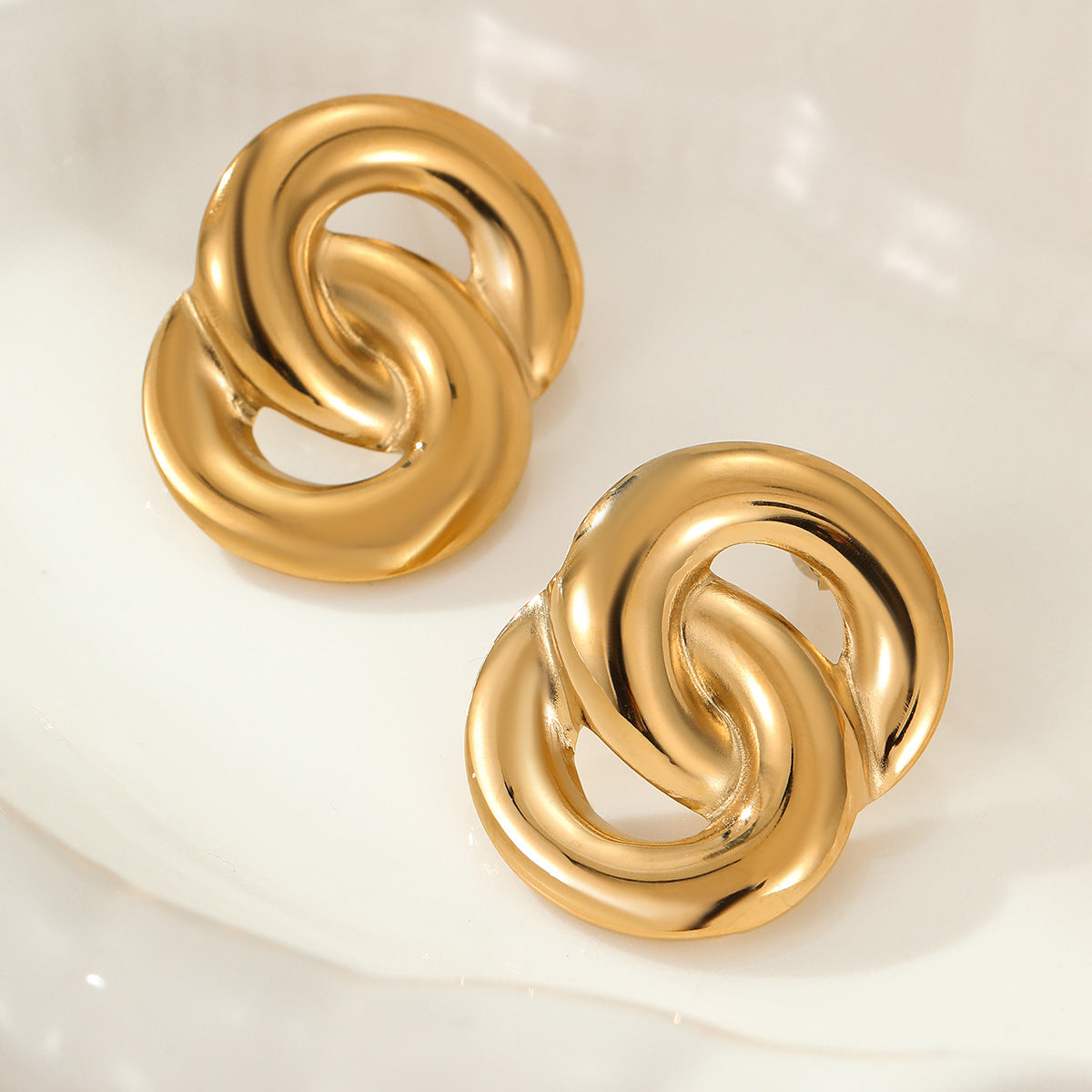 Pendientes de Aro Geométricos de Acero Inoxidable a la Moda con Baño de Oro de 18 quilates para Mujer