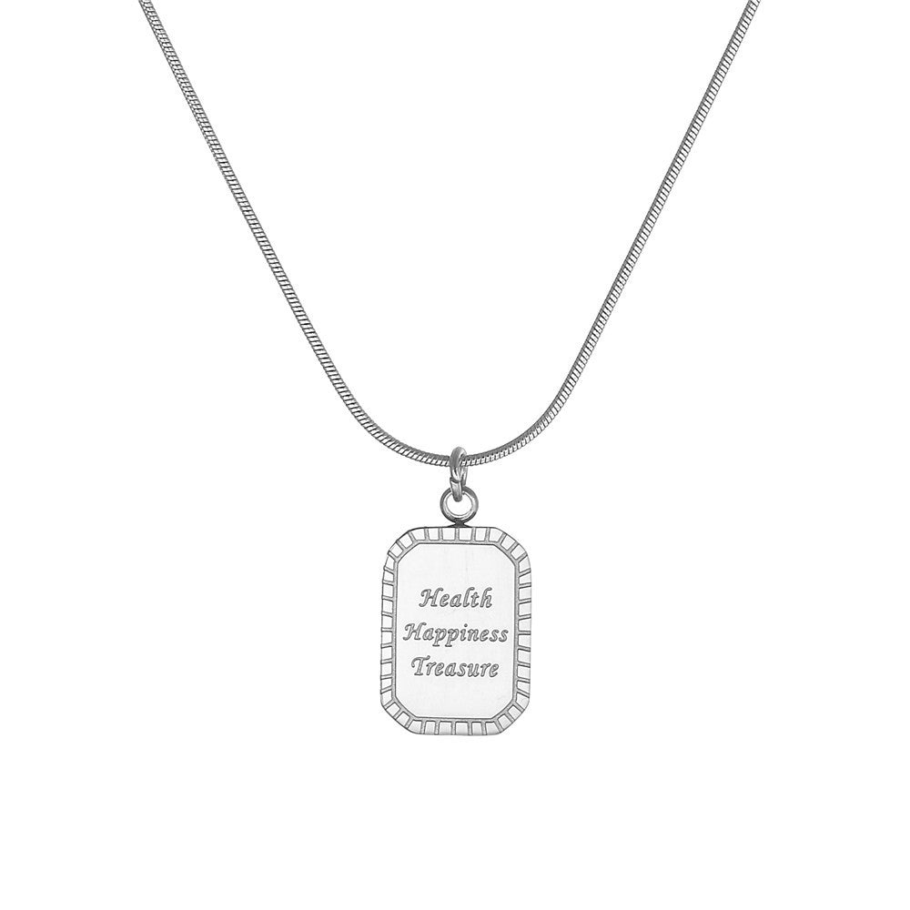 Vintage Minimalist Square Titanium Steel Plated Necklace with Stainless Steel Pendant