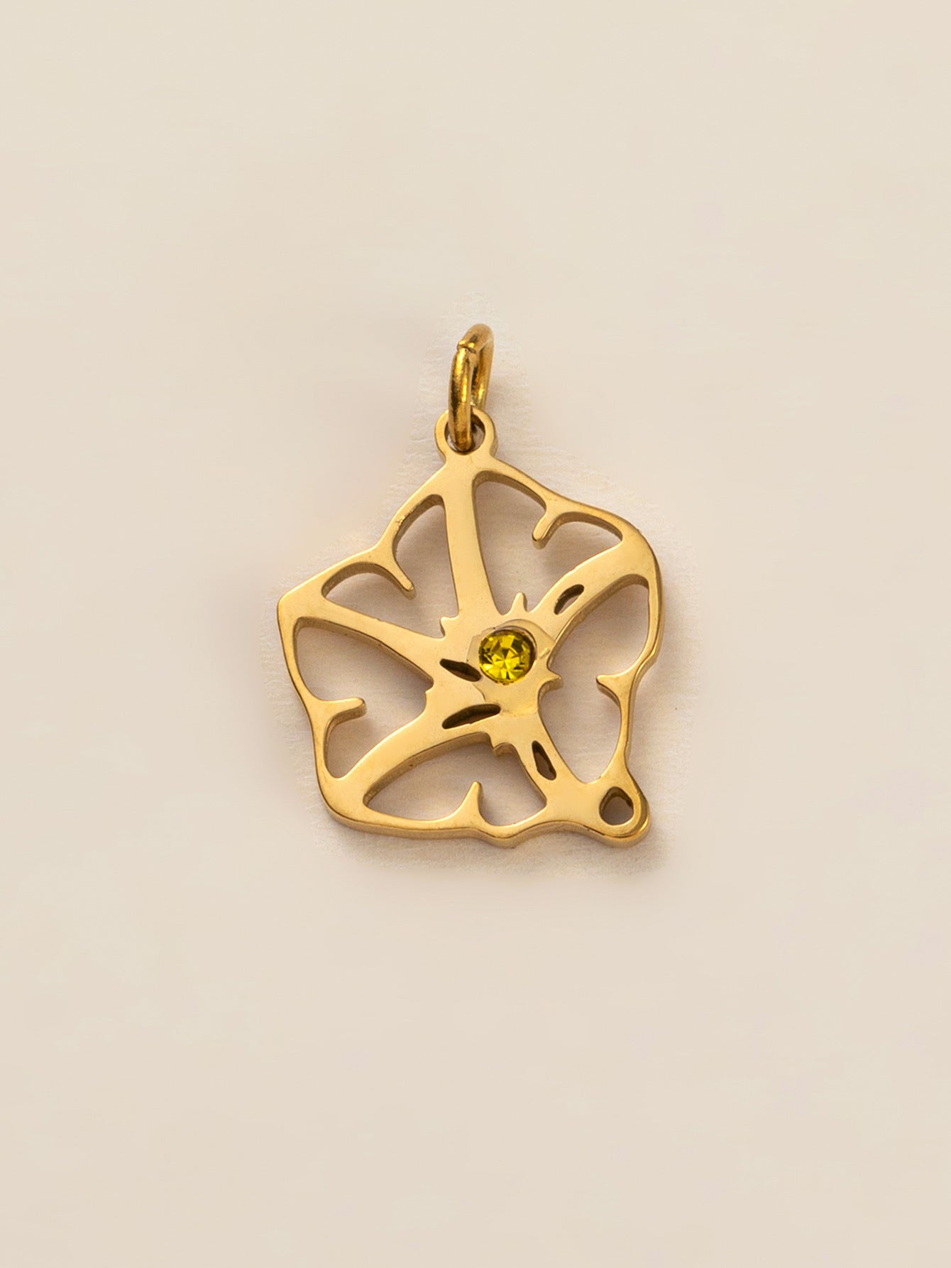 Square Floral Titanium Steel Plated Pendant with Cubic Zirconia Charm Bar for Women