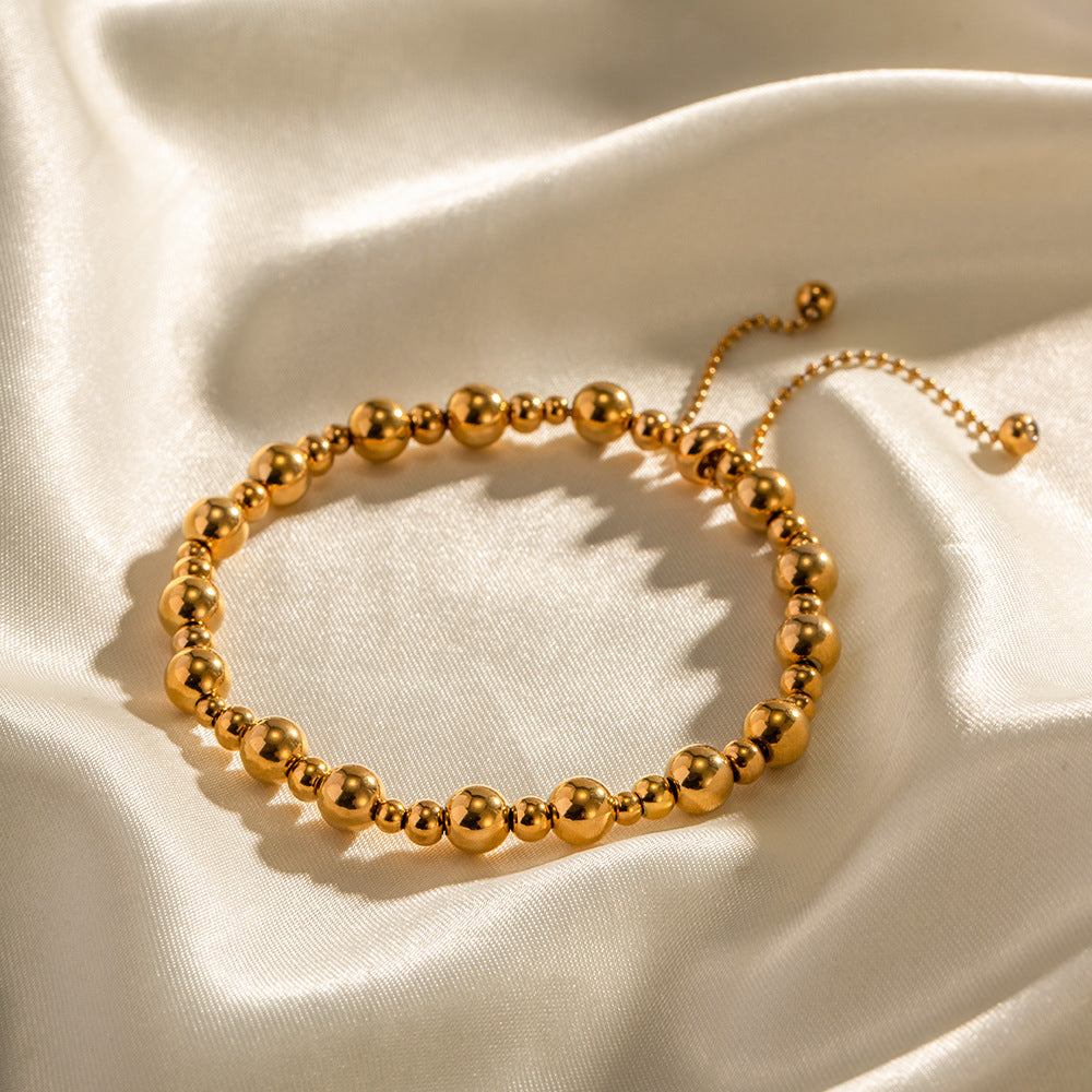 Bracciale Instagram con cerchio geometrico regolabile in acciaio inossidabile placcato oro 18K da donna
