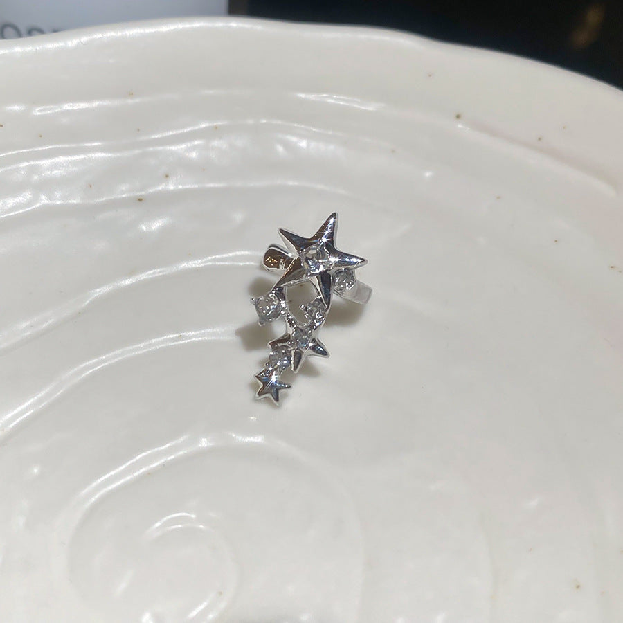 Orecchini a clip con strass a stella minimalisti da donna, senza piercing, alla moda, clip per osso dell'orecchio, gioielli di lusso leggeri e minimalisti