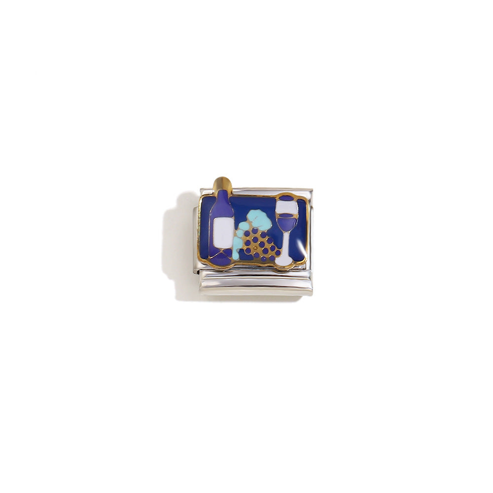 Elegant 18K Gold Plated Drip Oil Square Stainless Steel Charm Bar for Women