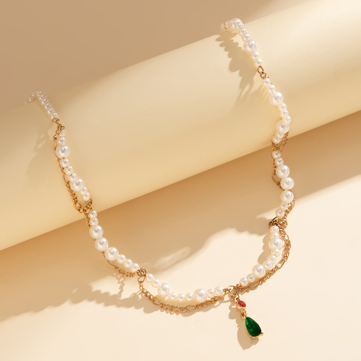 Minimalist Elegant Star Faux Pearl Alloy Plated Snake Chain Necklace for Women
