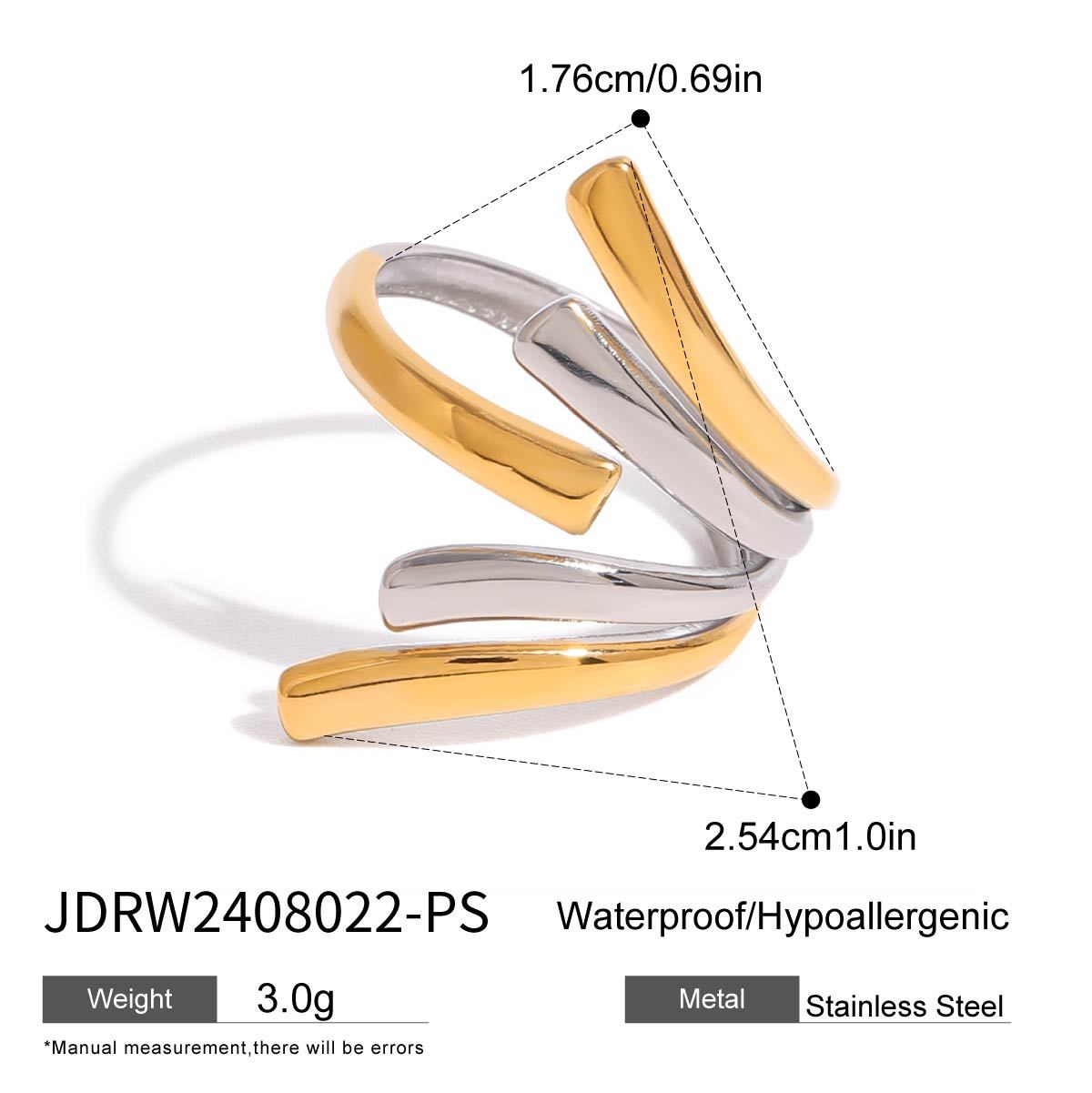 Geometric Plated Stainless Steel Ring for Women