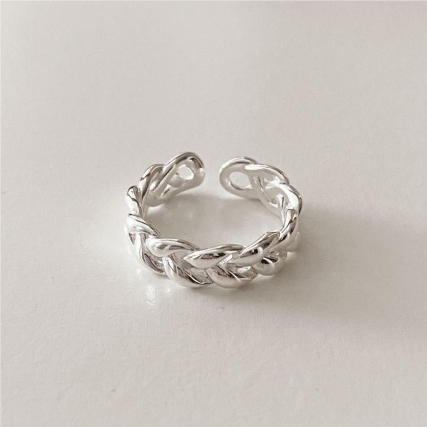 Anello da donna minimalista geometrico in argento sterling S925 intessuto a mano