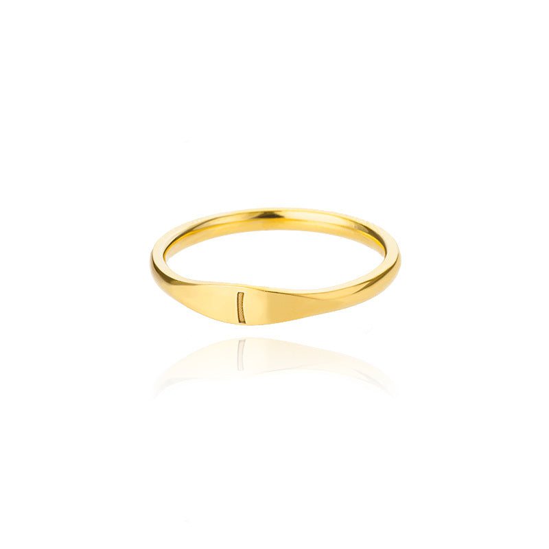 Minimalist Luxury Plated Stainless Steel Letter Ring Unisex