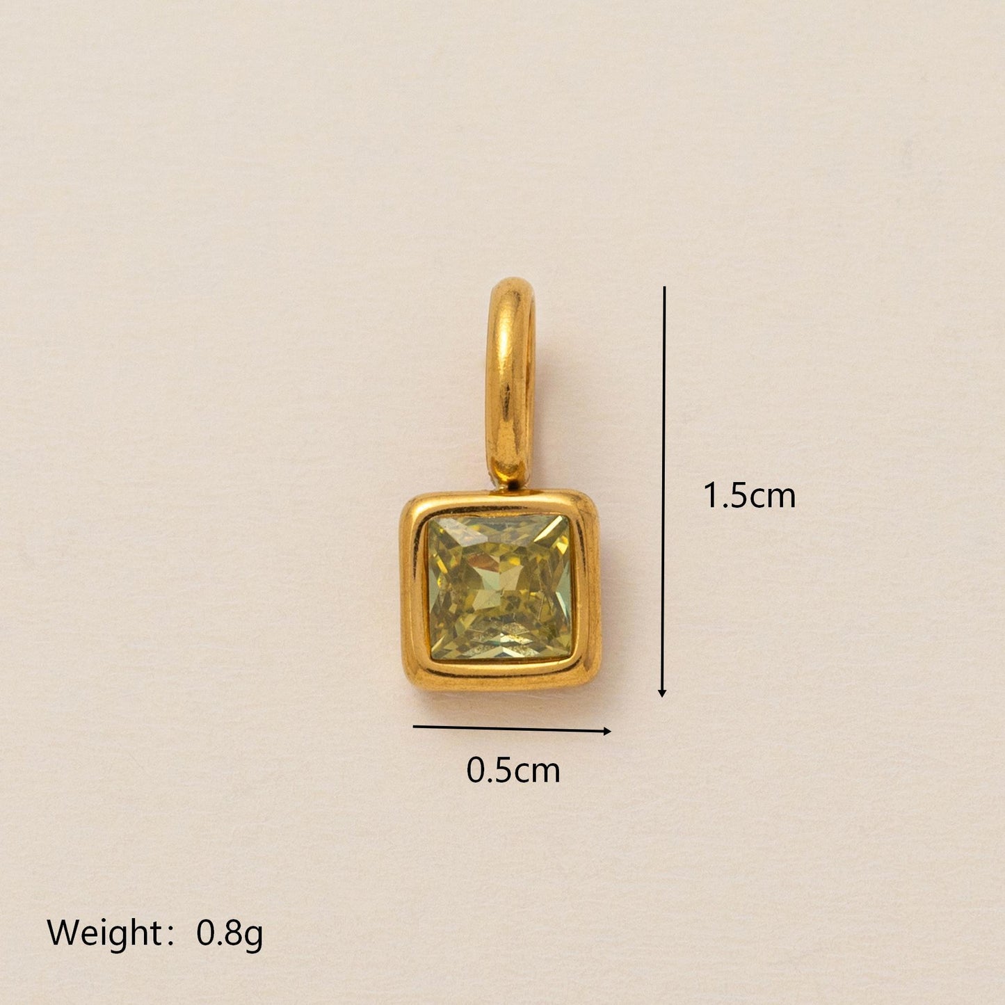 Minimalist Square Stainless Steel Pendant with Cubic Zirconia Inlay Titanium Steel Corn Chain Necklace for Women DIY Charm Bar