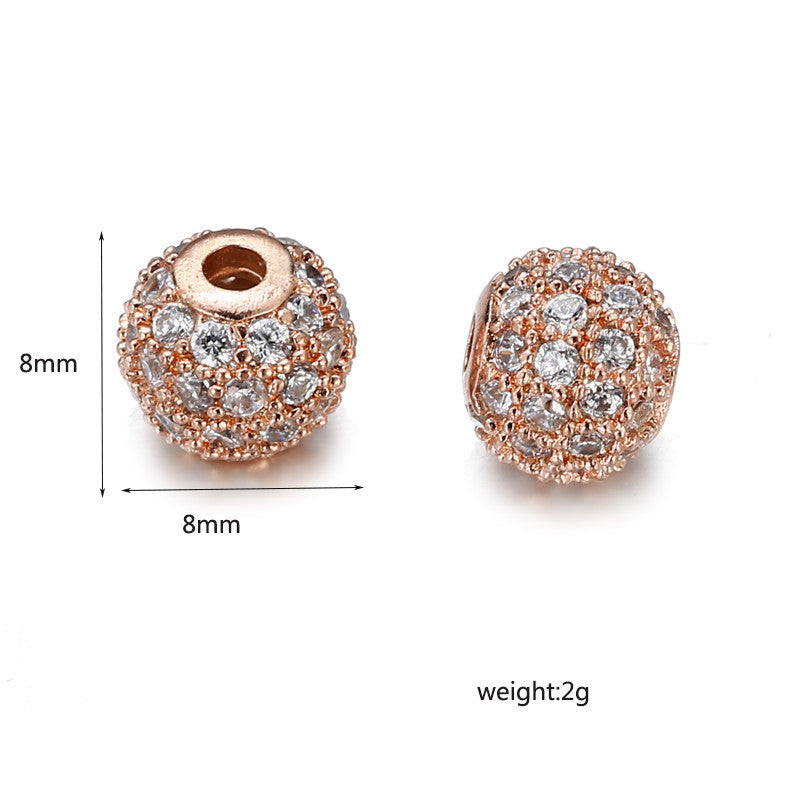 8mm Round Brass Cubic Zirconia Bead Pendant