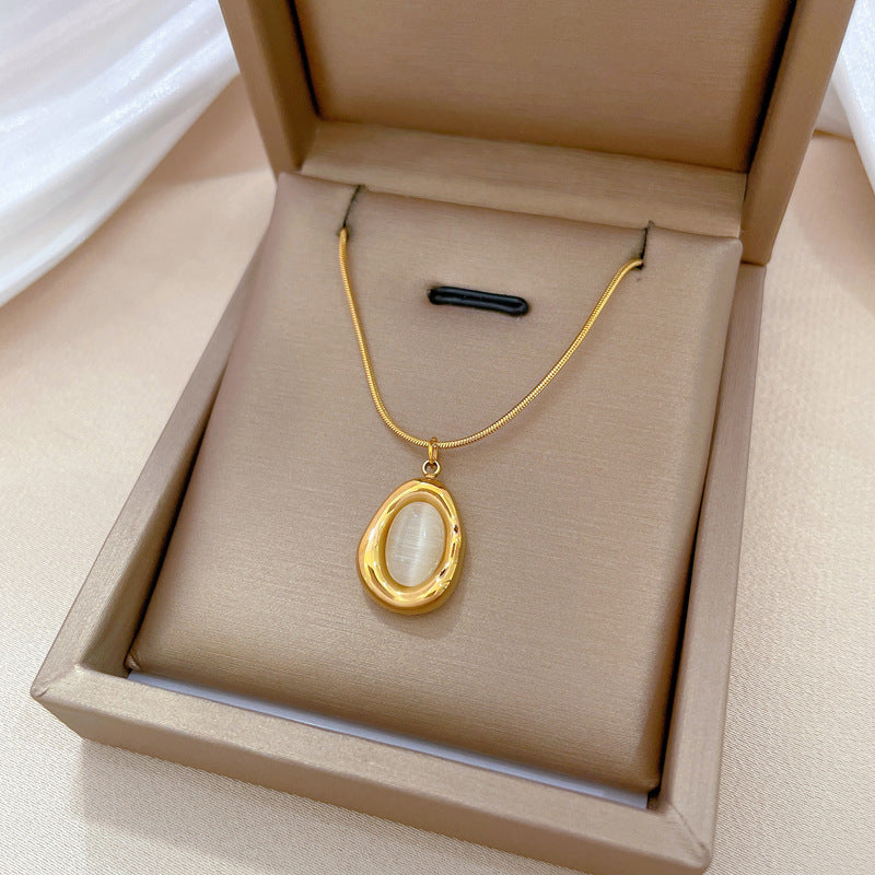 Geometric Teardrop Minimalist Titanium Steel Plated Collar Necklace