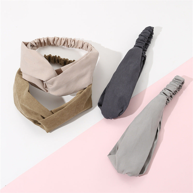 Simpatico set di cerchietti per capelli a forma di U in raso per bambini – Collezione di fasce morbide ed elastiche con design a croce per lavaggio e trucco