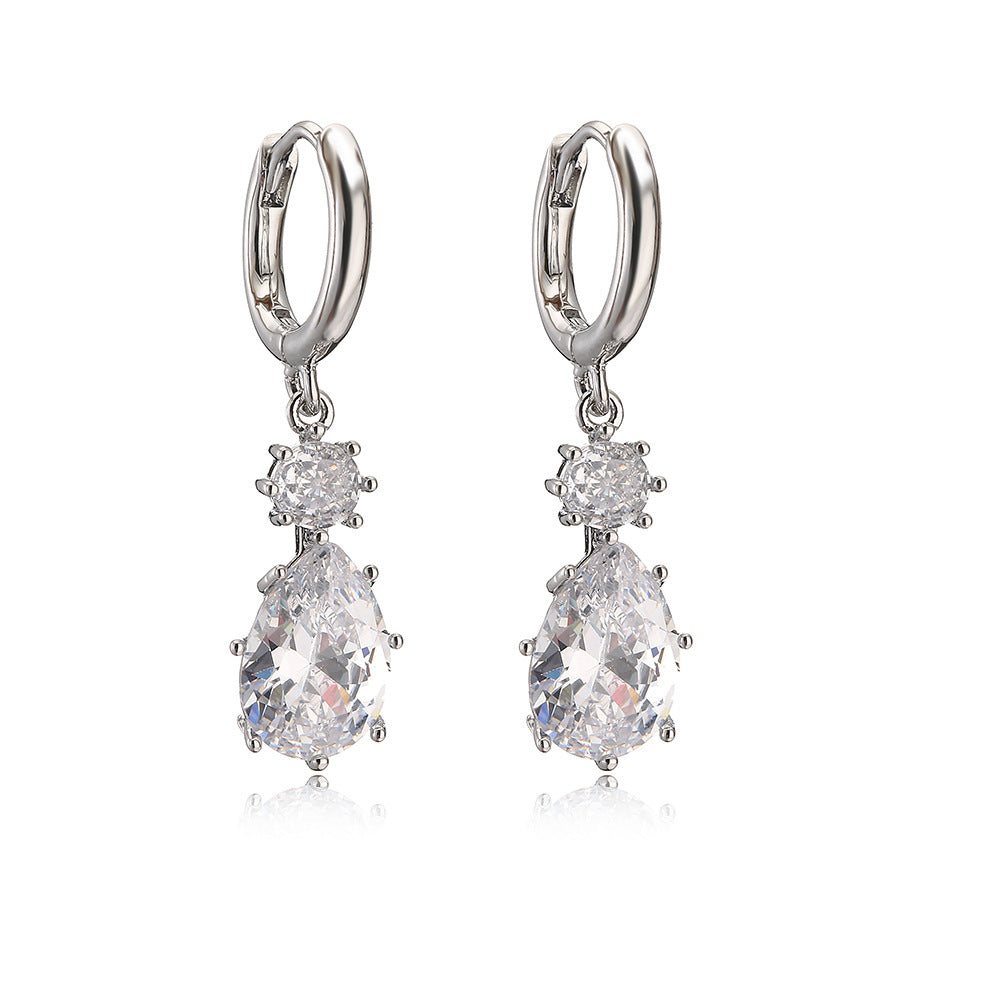 Minimalist Geometric Zirconia Earrings for Women in Copper with Irregular Shape Design
