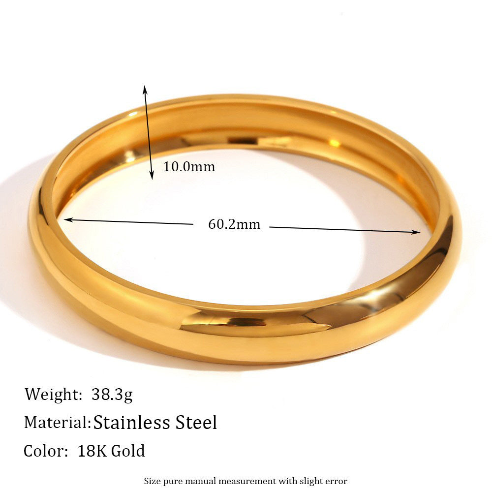 Minimalist Luxury 18K Gold Plated Stainless Steel Geometric Round Bangle Bracelet