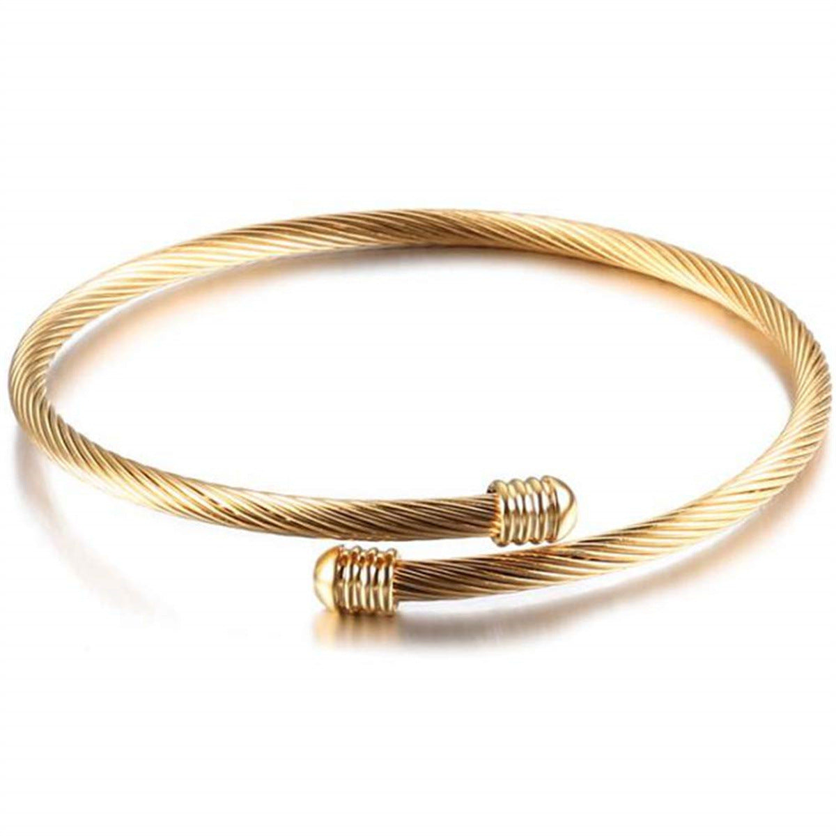 Minimalist Stainless Steel Wire Open Cuff Bracelet with Polished Finish Adjustable for Women