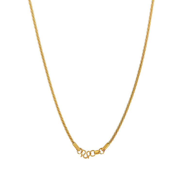 Minimalist Gold Plated Titanium Steel Beaded Necklace Round Pendant Unisex
