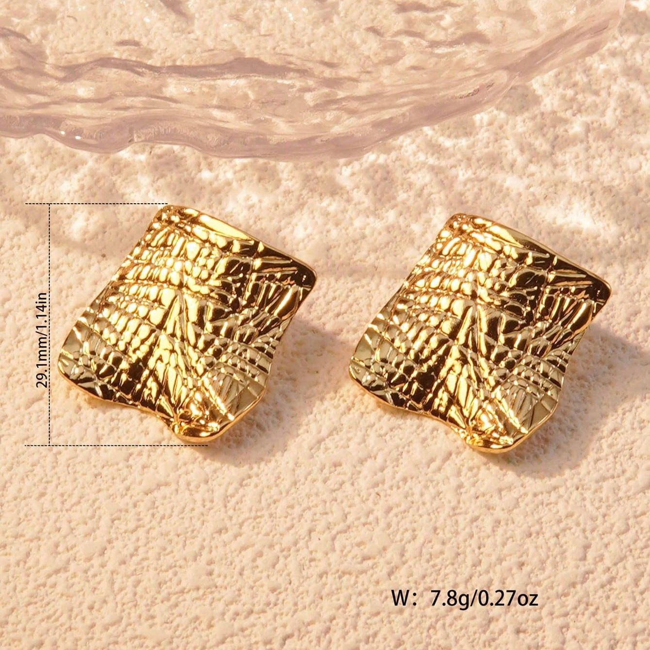 Elegant Gold Plated Stainless Steel Leaf Earrings for Women