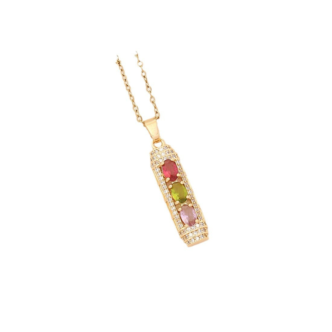 Elegant Floral Cubic Zirconia Plated Stainless Steel Necklace