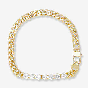 Bracciale Minimalista Geometrico in Acciaio Inossidabile Placcato per Donna con Accenti di Zircone Gioielli Ipoallergenici in Acciaio al Titanio