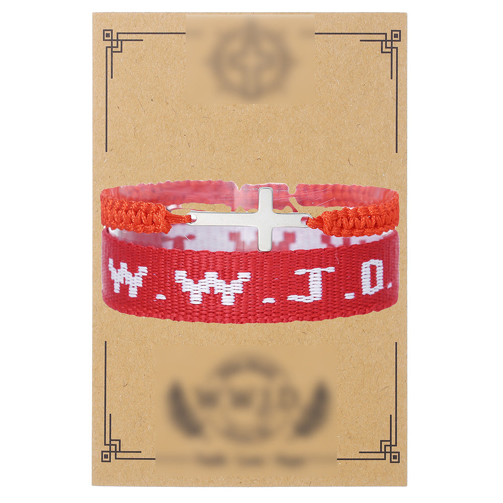 WWJD Letter Cross Turquoise Pearl Crystal Resin Beaded Bracelet Set