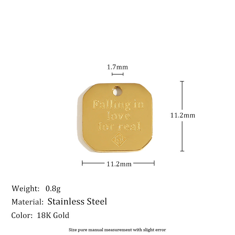 18K Gold Plated Drip Oil Heart Teardrop Floral Stainless Steel Charm Bar